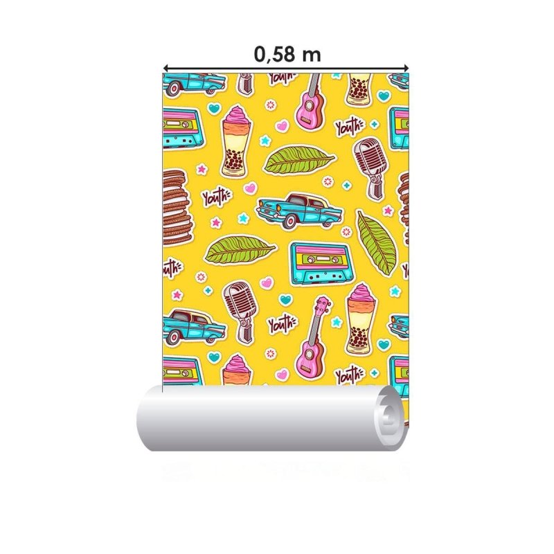Papel de Parede Adesivo Jovem Figurinhas N010185 - Papel na Parede