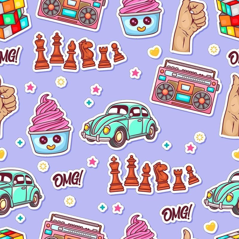 Papel de Parede Adesivo Jovem Figurinhas N010186 - Papel na Parede