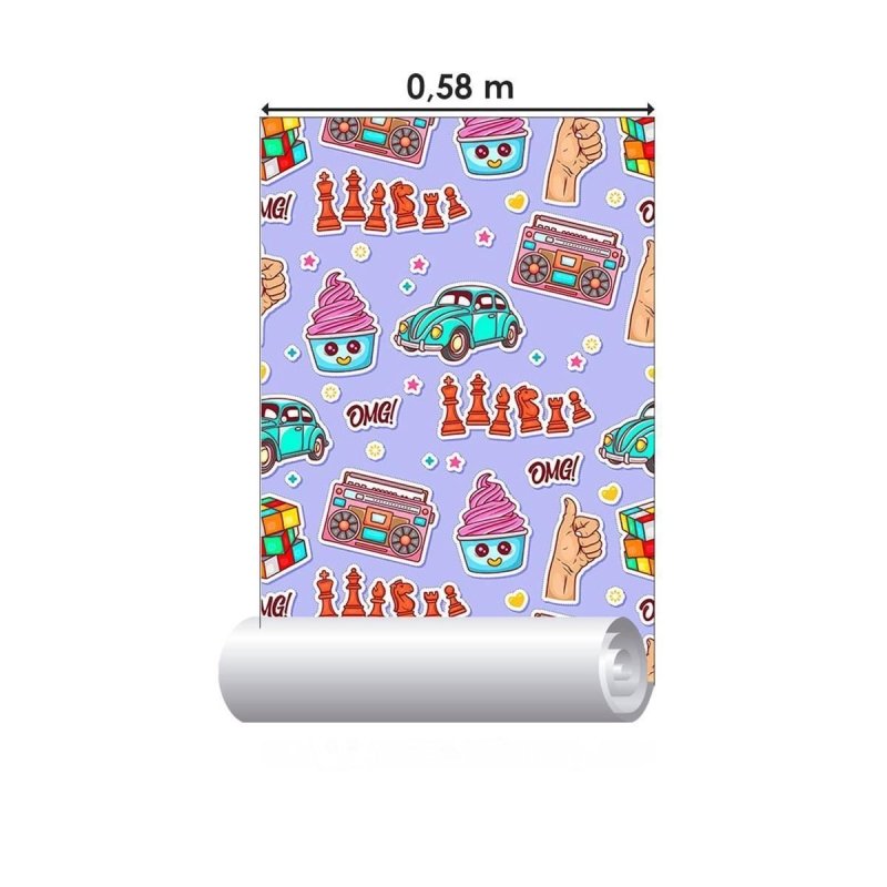 Papel de Parede Adesivo Jovem Figurinhas N010186 - Papel na Parede