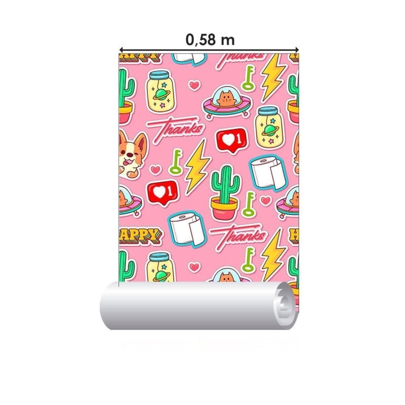 Papel de Parede Adesivo Jovem Figurinhas N010187 - Papel na Parede