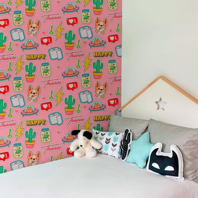 Papel de Parede Adesivo Jovem Figurinhas N010187 - Papel na Parede