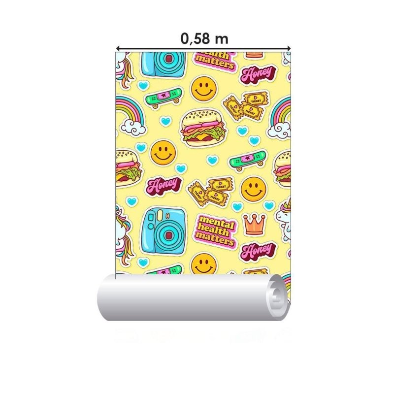 Papel de Parede Adesivo Jovem Figurinhas N010188 - Papel na Parede