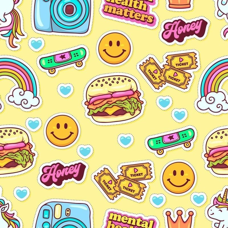 Papel de Parede Adesivo Jovem Figurinhas N010188 - Papel na Parede