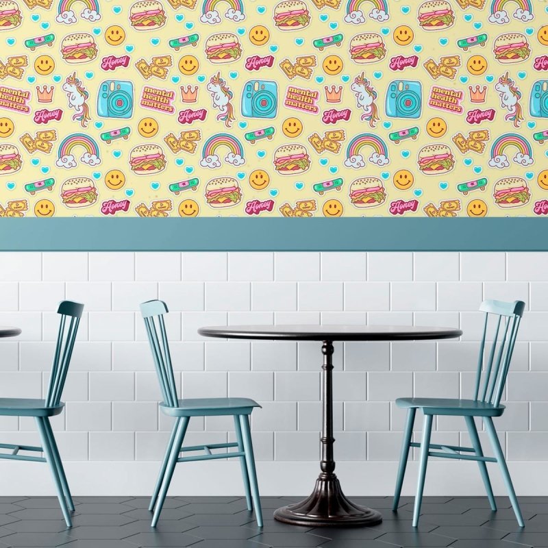 Papel de Parede Adesivo Jovem Figurinhas N010188 - Papel na Parede
