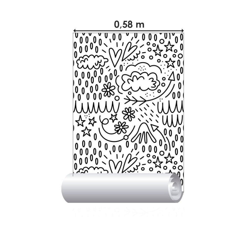 Papel de Parede Adesivo Jovem Para Colorir N013251 - Papel na Parede