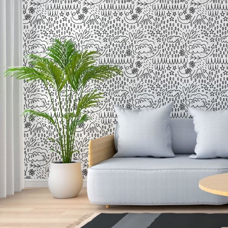 Papel de Parede Adesivo Jovem Para Colorir N013251 - Papel na Parede