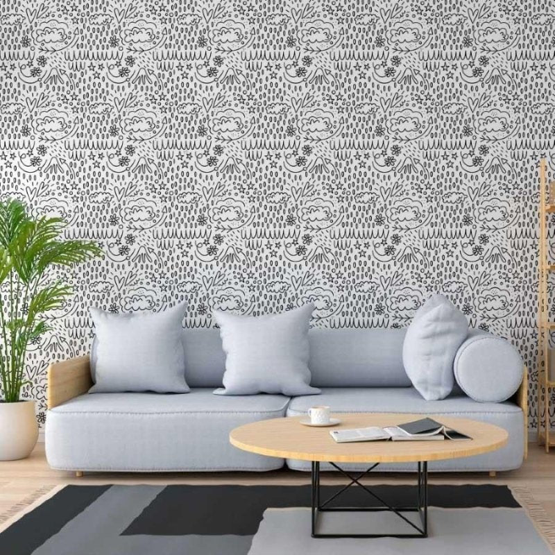 Papel de Parede Adesivo Jovem Para Colorir N013251 - Papel na Parede