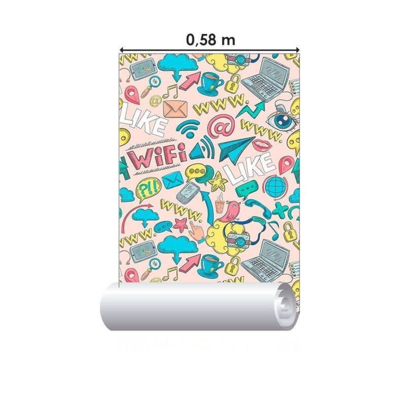 Papel de Parede Adesivo Jovem Redes Socias N013256 - Papel na Parede