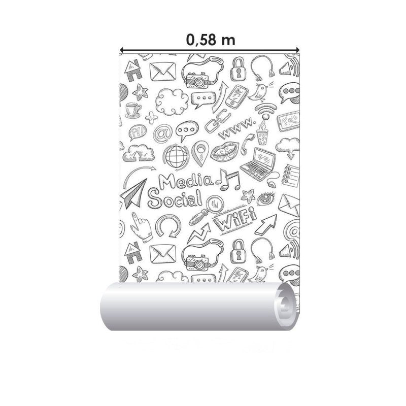 Papel de Parede Adesivo Jovem Redes Socias N013257 - Papel na Parede