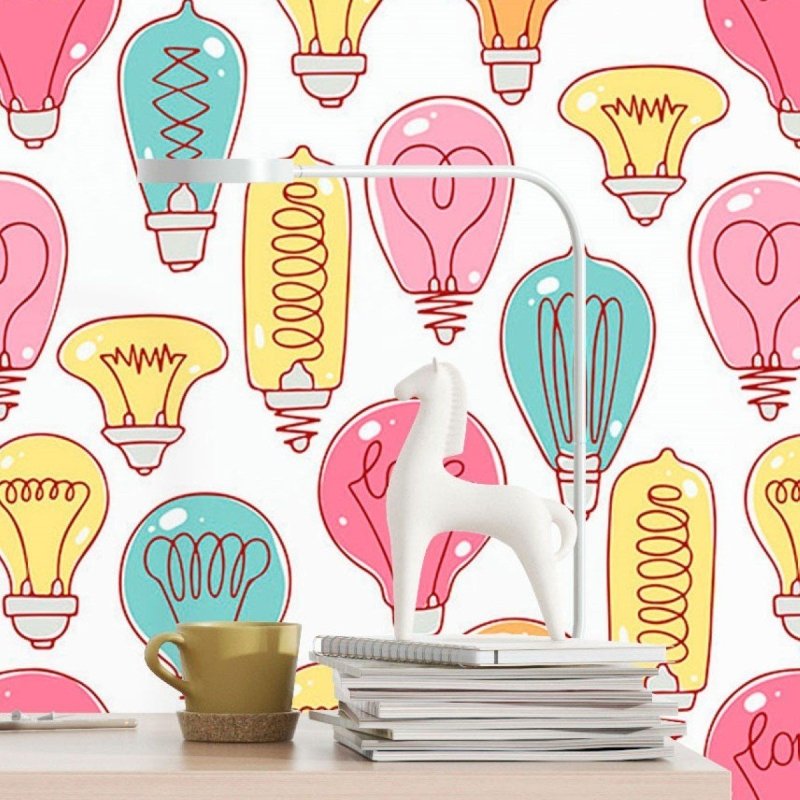Papel de Parede Adesivo Lampadas Coloridas N016056 - Papel na Parede