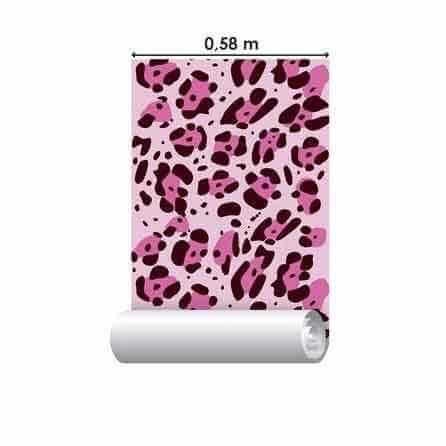 Papel de Parede Adesivo Leopardo Rosa 654 - Papel na Parede