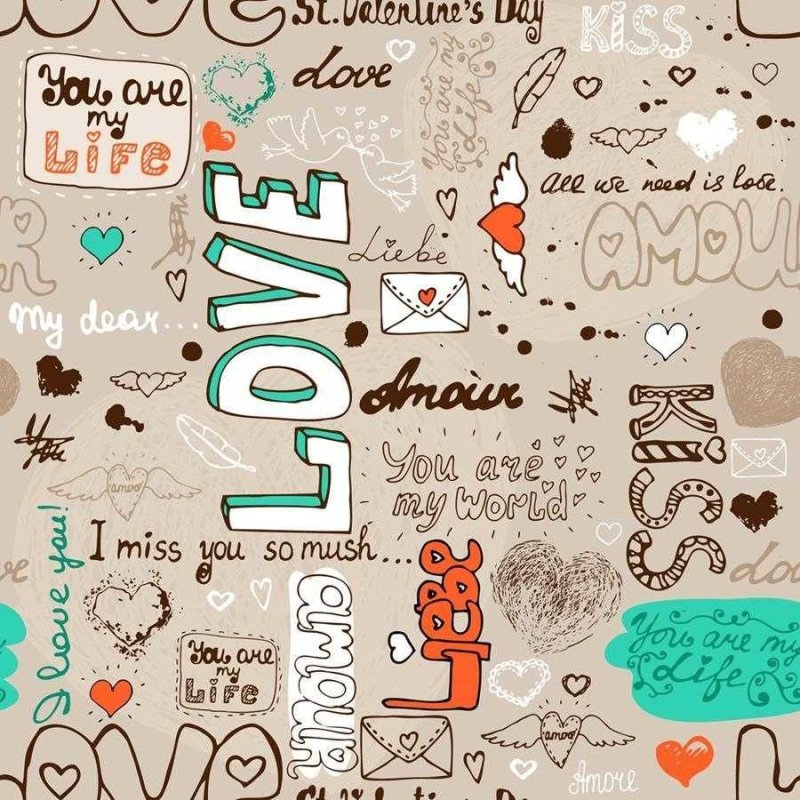 Papel de Parede Adesivo Lettering Love em Fundo Bege N06103 - Papel na Parede