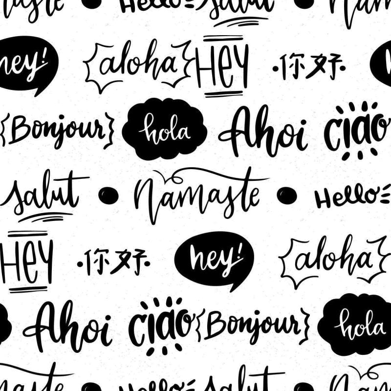 Papel de Parede Adesivo Lettering Preto e Branco Hello N07034 - Papel na Parede