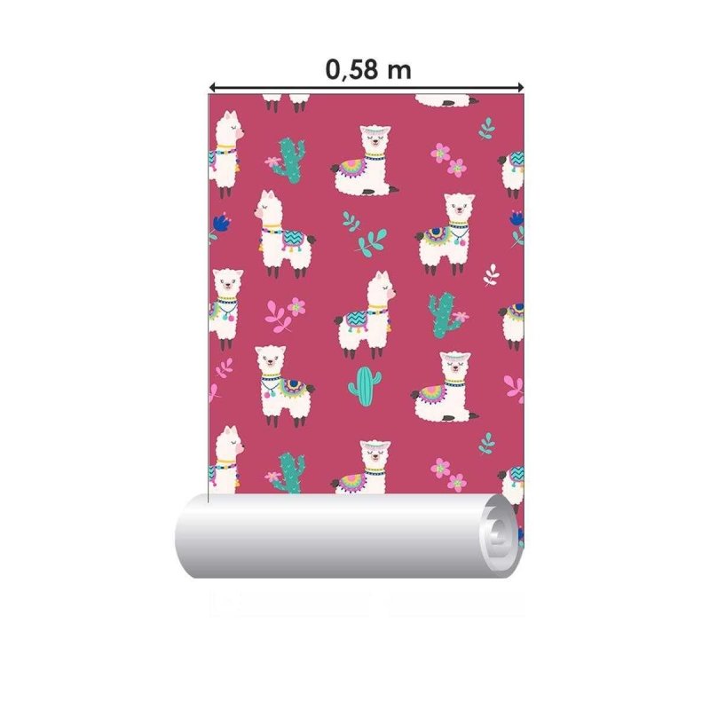 Papel de Parede Adesivo Lhama Rosa N04296 - Papel na Parede