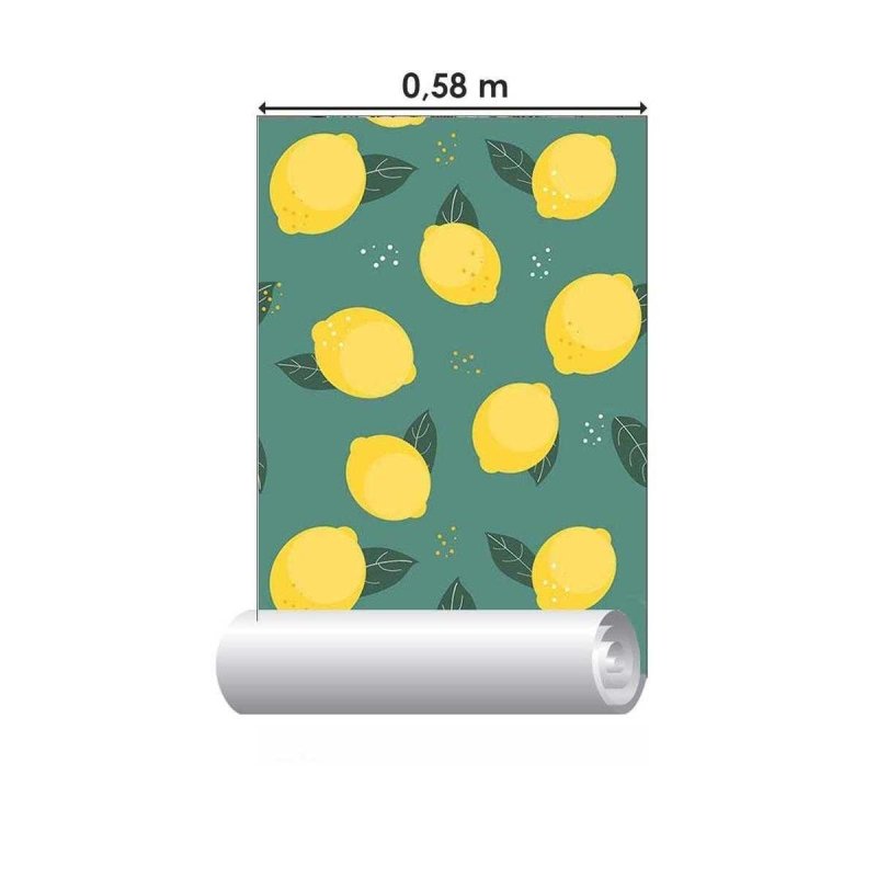 Papel de Parede Adesivo Limão siciliano Fundo Verde N05053 - Papel na Parede