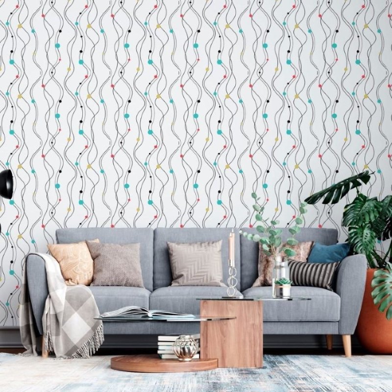 Papel de Parede Adesivo Linhas Onduladas N013276 - Papel na Parede