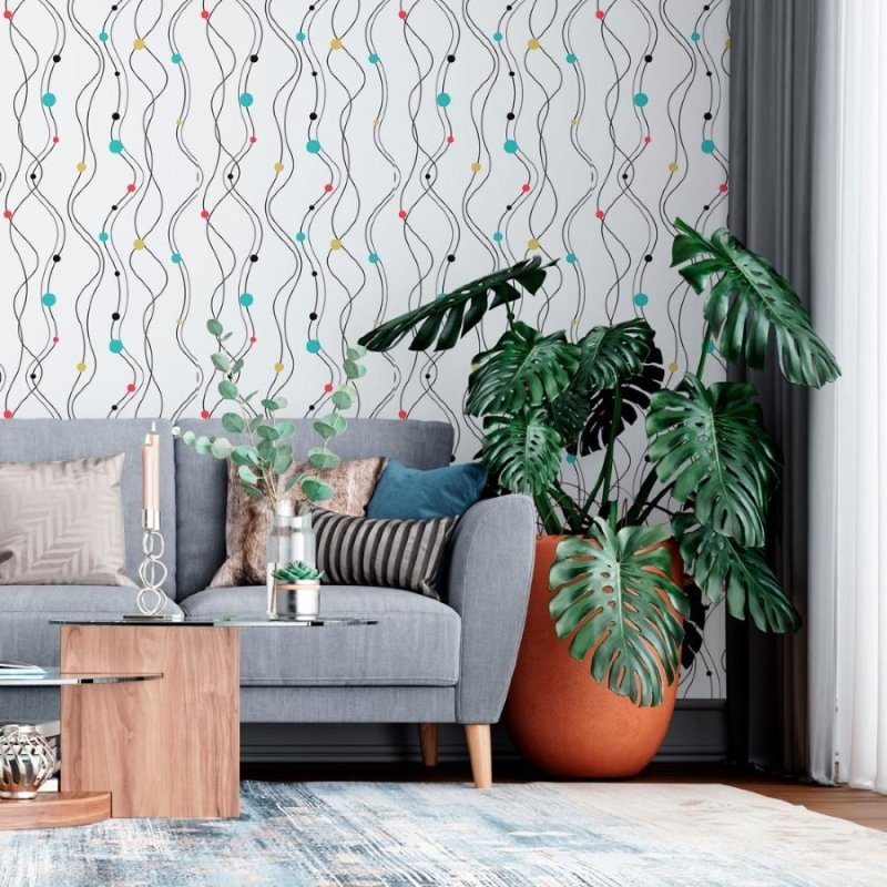 Papel de Parede Adesivo Linhas Onduladas N013276 - Papel na Parede