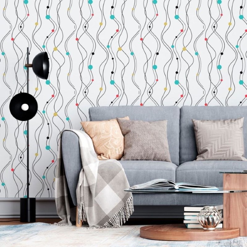 Papel de Parede Adesivo Linhas Onduladas N013276 - Papel na Parede