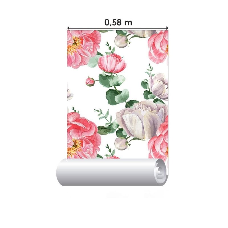 Papel de Parede Adesivo Lisianthus Rosa em Aquarela N09046 - Papel na Parede