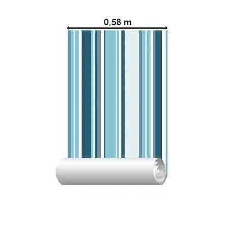 Papel de Parede Adesivo Listrado Azul 0714 - Papel na Parede