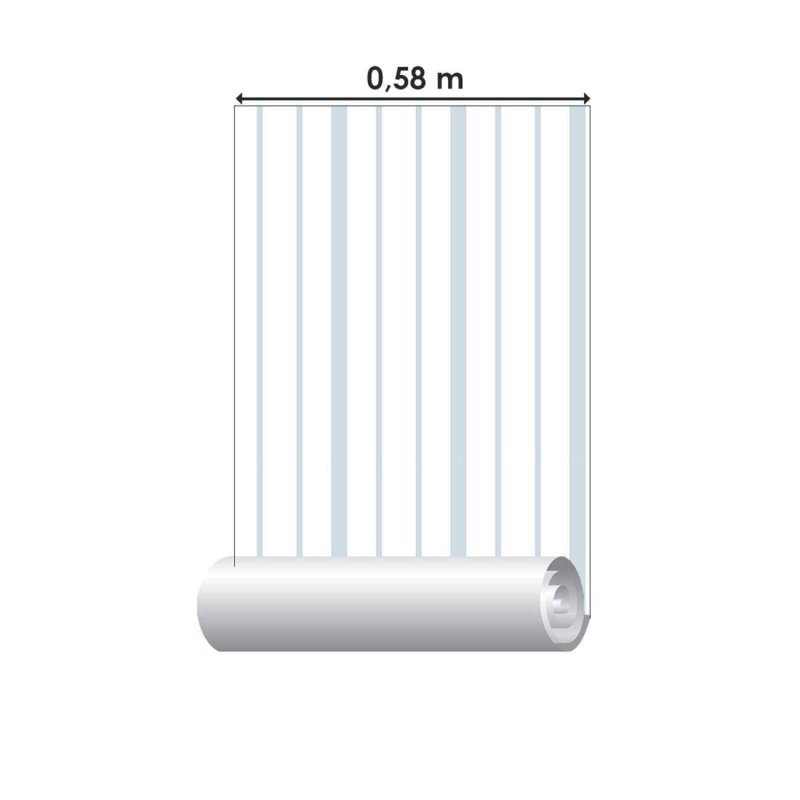 Papel de Parede Adesivo Listrado Azul Claro e Branco N06266 - Papel na Parede