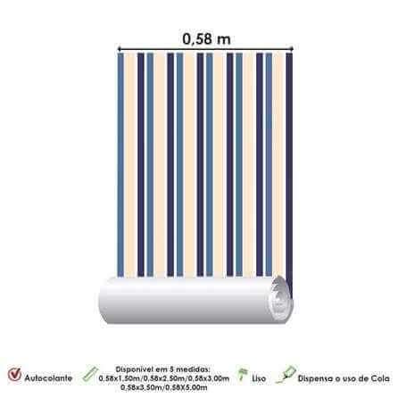 Papel de Parede Adesivo Listrado Azul e Bege 051916 - Papel na Parede