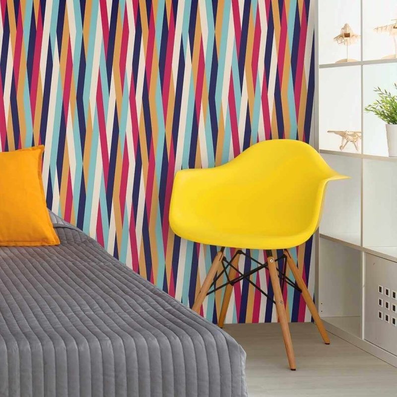 Papel de Parede Adesivo Listrado Colorido 176888774 - Papel na Parede