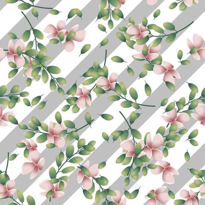 Papel de Parede Adesivo Listrado com Floral N06032 - Papel na Parede