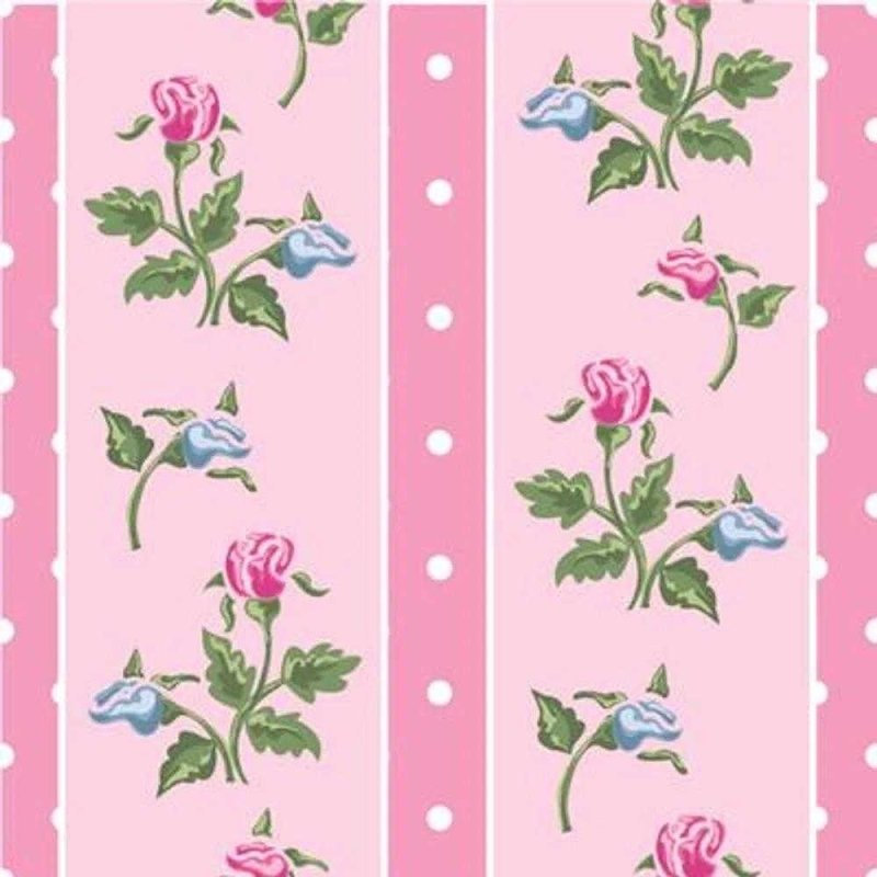 Papel de Parede Adesivo Listrado Floral Rosa 751249091 - Papel na Parede