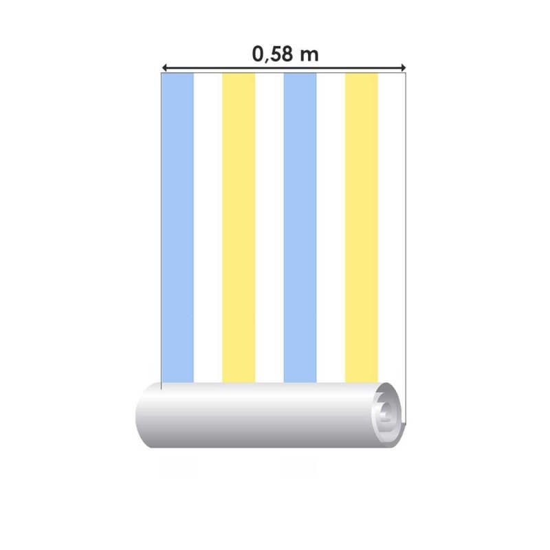 Papel de Parede Adesivo Listras Azul e Amarelo N06241 - Papel na Parede