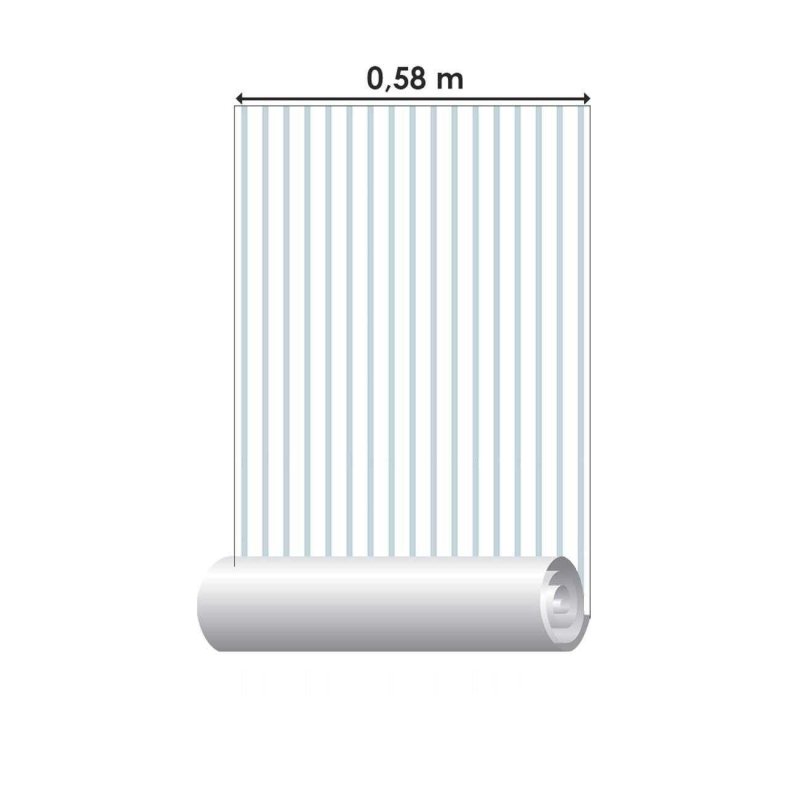 Papel de Parede Adesivo Listras Finas Azul Claro e Branco N06270 - Papel na Parede