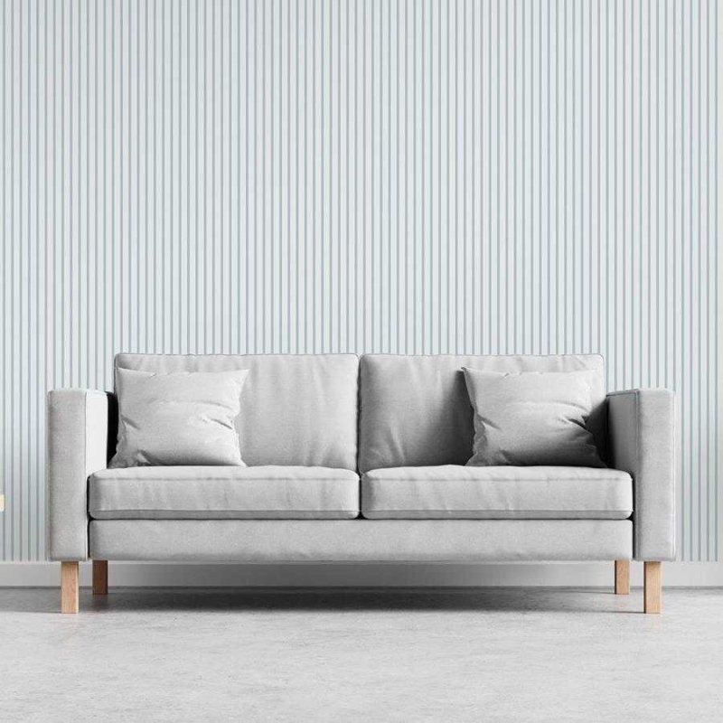 Papel de Parede Adesivo Listras Finas Azul Claro e Branco N06270 - Papel na Parede
