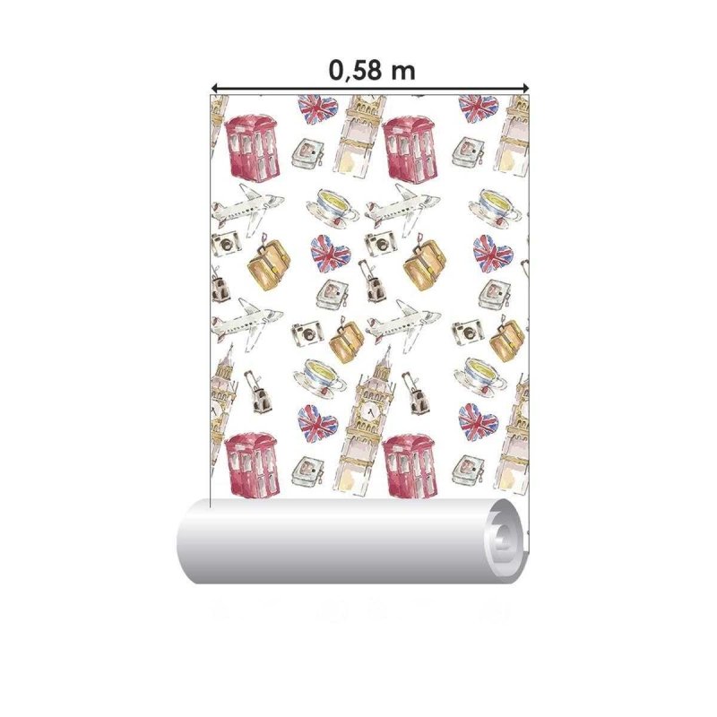 Papel de Parede Adesivo Londres Desenho N04233 - Papel na Parede