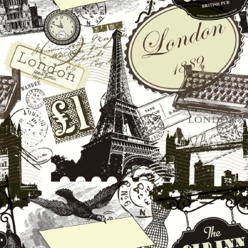 Papel de Parede Adesivo Londres e Paris N011034 - Papel na Parede