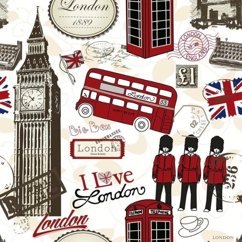 Papel de Parede Adesivo Londres I Love N011033 - Papel na Parede