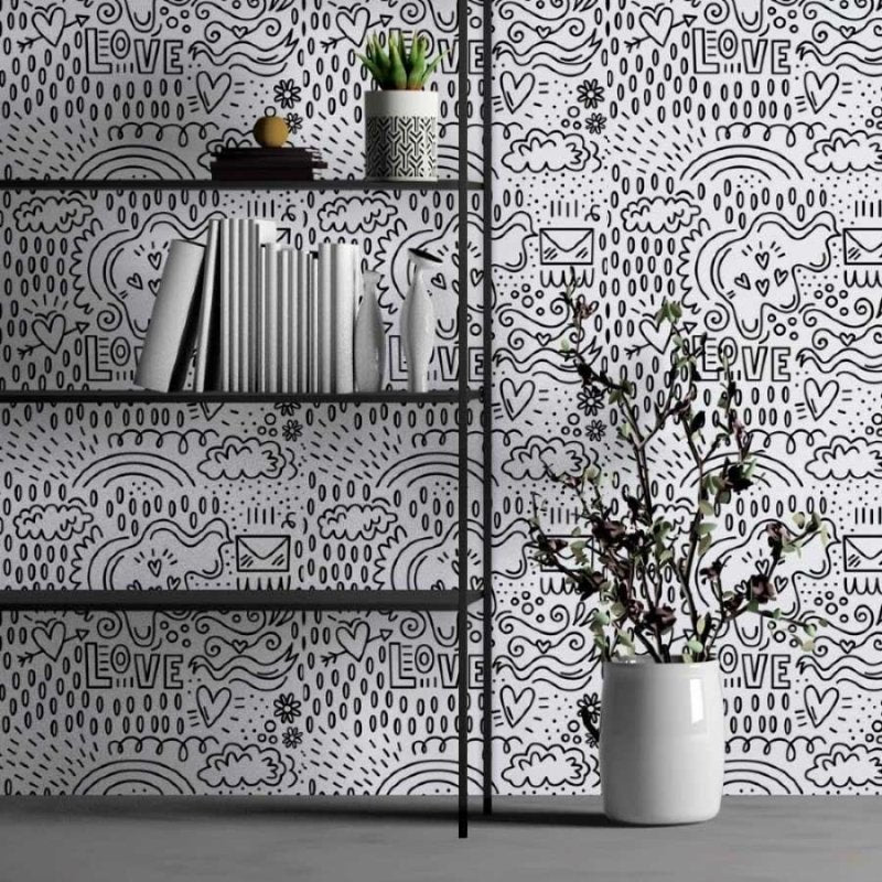 Papel de Parede Adesivo Love Para Colorir N013245 - Papel na Parede