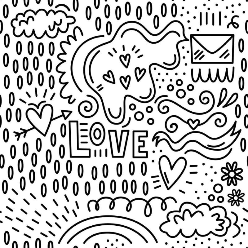 Papel de Parede Adesivo Love Para Colorir N013245 - Papel na Parede