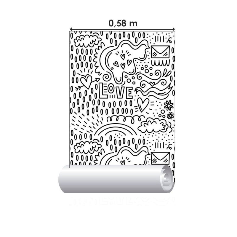 Papel de Parede Adesivo Love Para Colorir N013245 - Papel na Parede