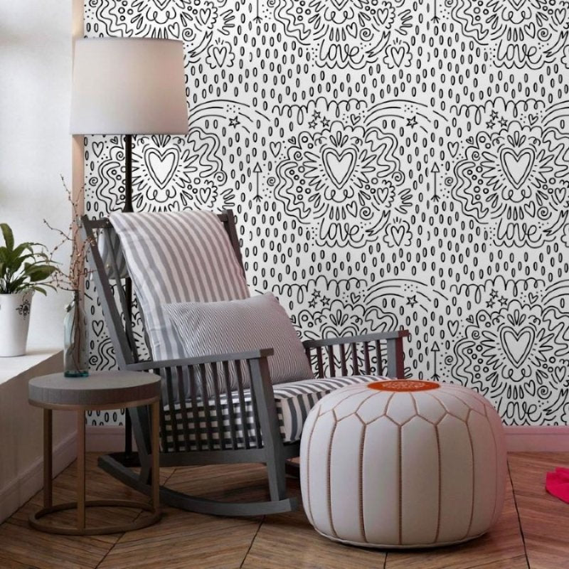 Papel de Parede Adesivo Love Para Colorir N013247 - Papel na Parede
