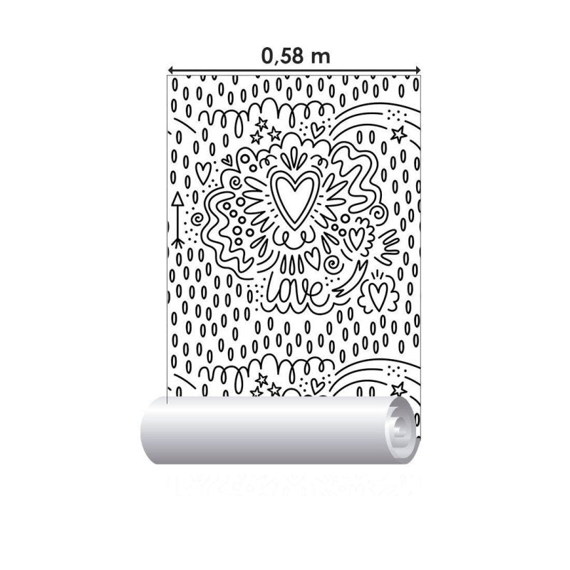 Papel de Parede Adesivo Love Para Colorir N013247 - Papel na Parede