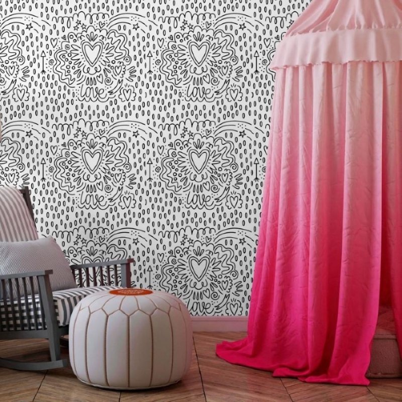 Papel de Parede Adesivo Love Para Colorir N013247 - Papel na Parede