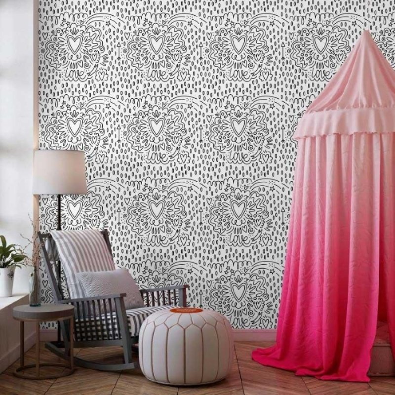 Papel de Parede Adesivo Love Para Colorir N013247 - Papel na Parede