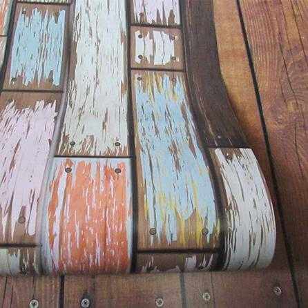Papel de Parede Adesivo madeira antiga colorida 236350894 - Papel na Parede