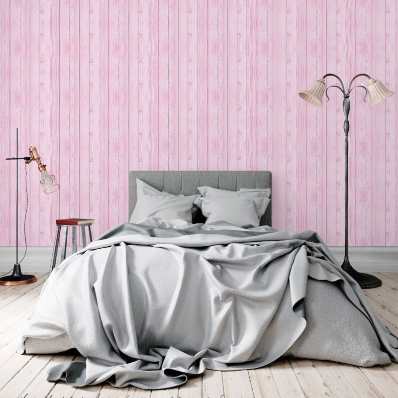 Papel de Parede Adesivo Madeira Rosa N018053 - Papel na Parede