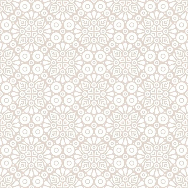 Papel de Parede Adesivo Mandala Branco e Bege N04184 - Papel na Parede