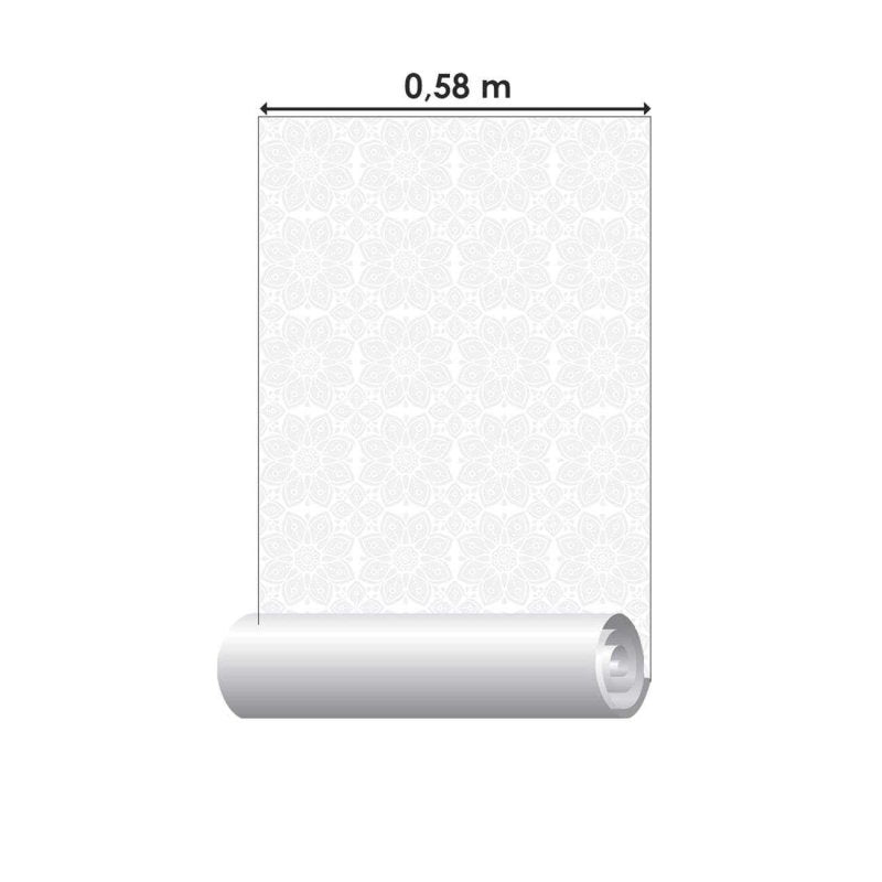 Papel de Parede Adesivo Mandala Floral Off White N06087 - Papel na Parede