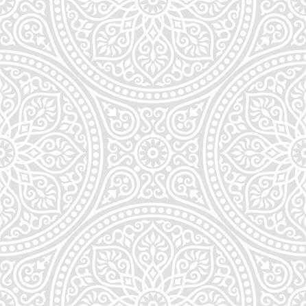 Papel de Parede Adesivo Mandala Indiano Cinza Branco 213033031 - Papel na Parede