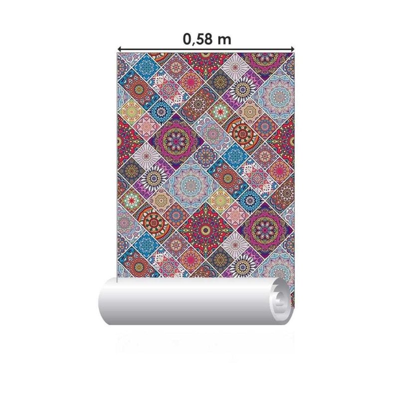 Papel de Parede Adesivo Mandala patchwork Indiano N03150 - Papel na Parede