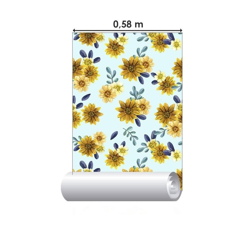 Papel de Parede Adesivo Margaridas em Aquarela N09043 - Papel na Parede