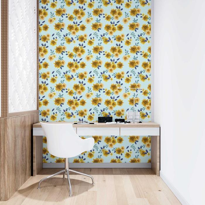 Papel de Parede Adesivo Margaridas em Aquarela N09043 - Papel na Parede